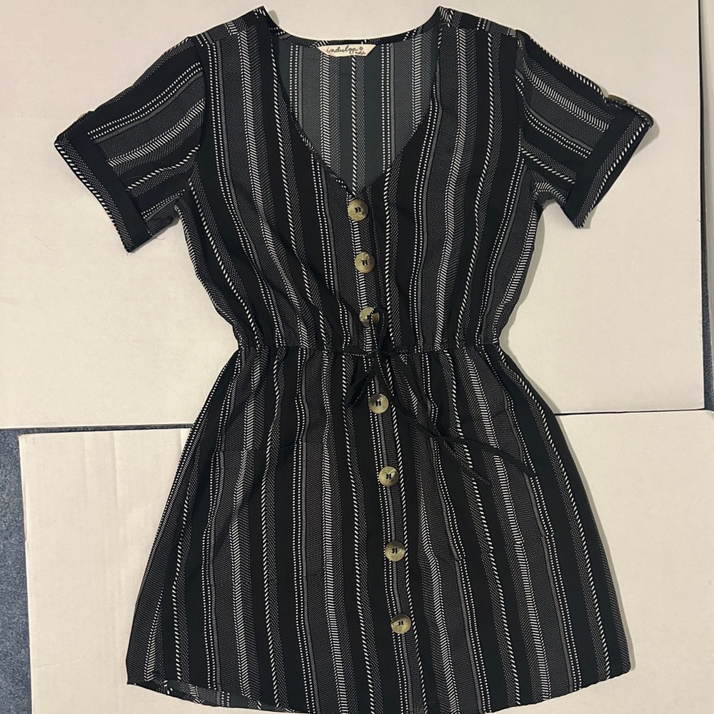 Elegant Black Striped Dress